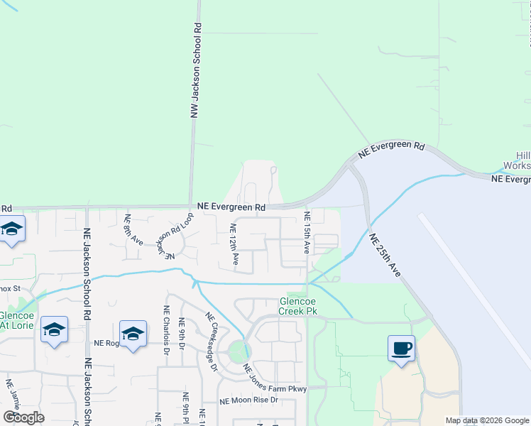 map of restaurants, bars, coffee shops, grocery stores, and more near 1333 Northeast Zachary Street in Hillsboro