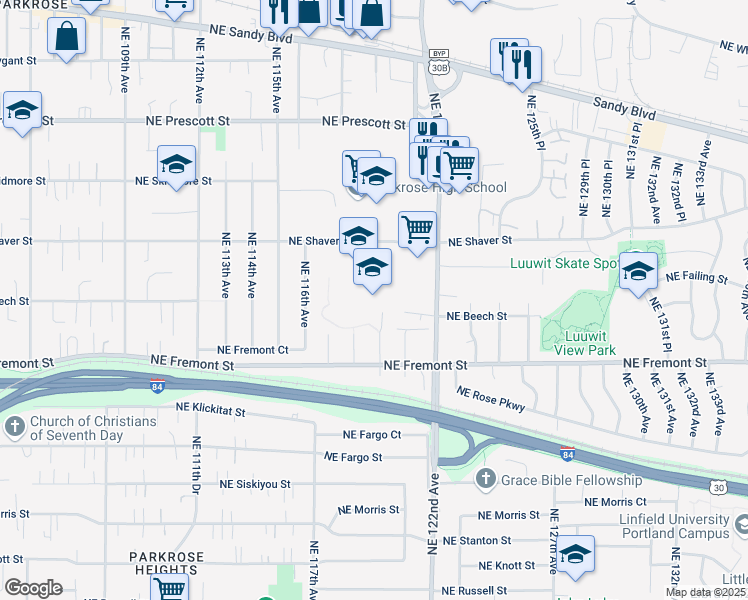 map of restaurants, bars, coffee shops, grocery stores, and more near in Portland