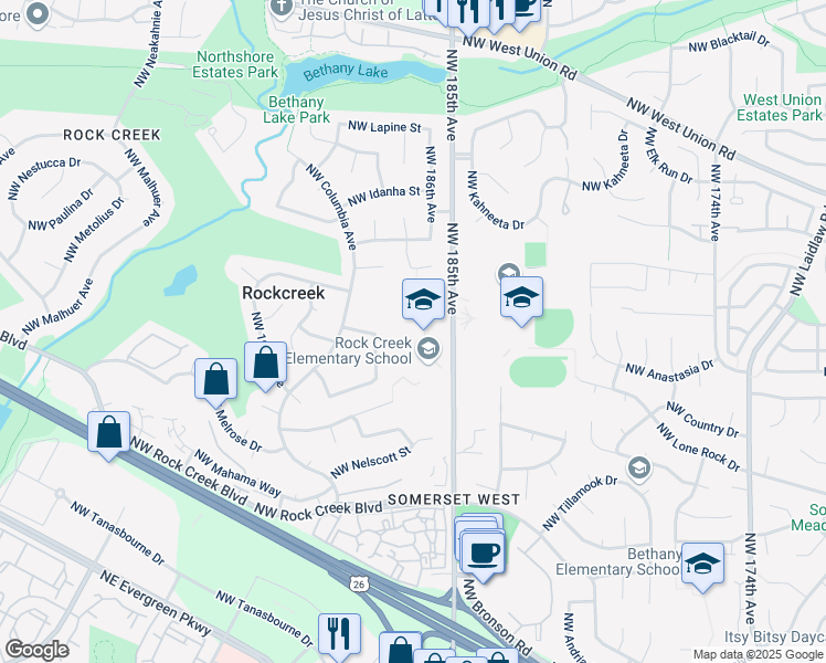 map of restaurants, bars, coffee shops, grocery stores, and more near 4220 Northwest Carlton Court in Portland