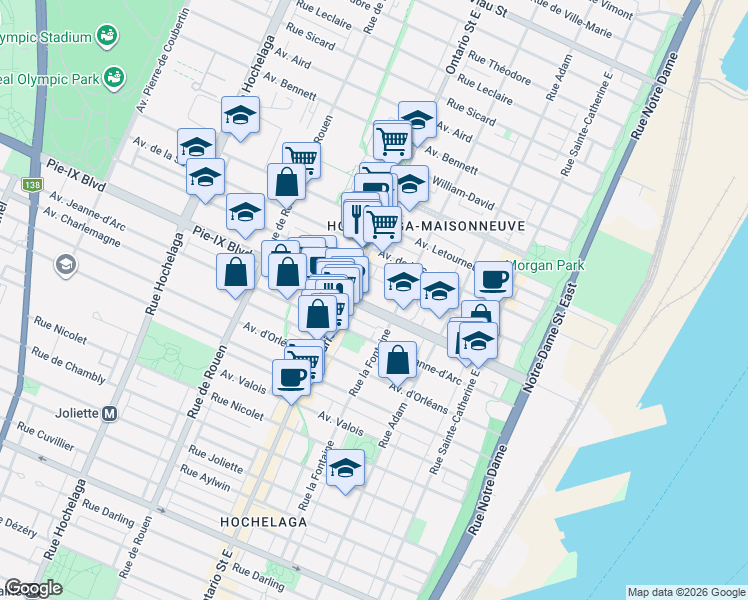 map of restaurants, bars, coffee shops, grocery stores, and more near 1859 Pie-IX Boulevard in Montrã©Al