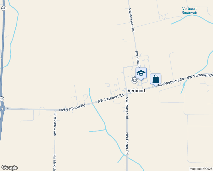 map of restaurants, bars, coffee shops, grocery stores, and more near 40049 Northwest Verboort Road in Forest Grove