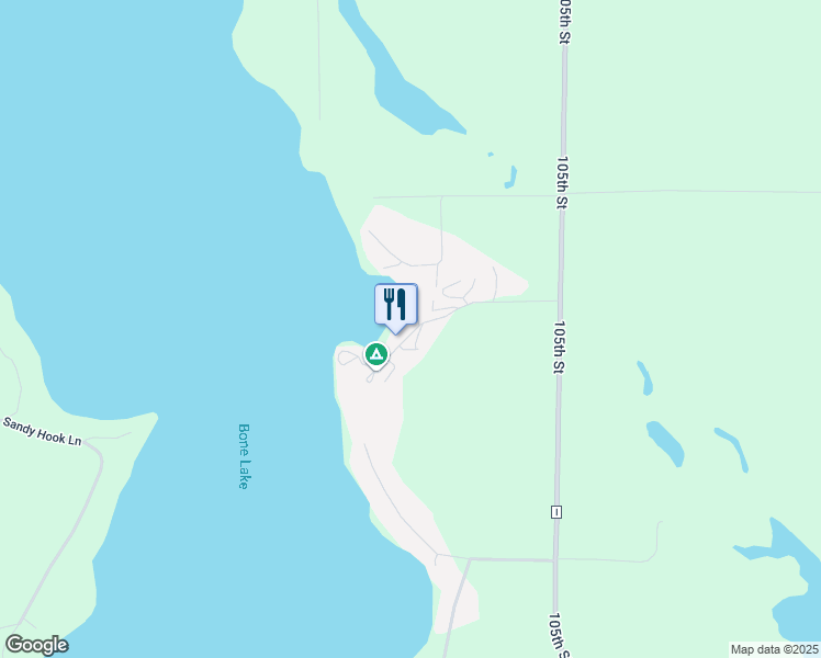 map of restaurants, bars, coffee shops, grocery stores, and more near 2364 109th Street in Luck