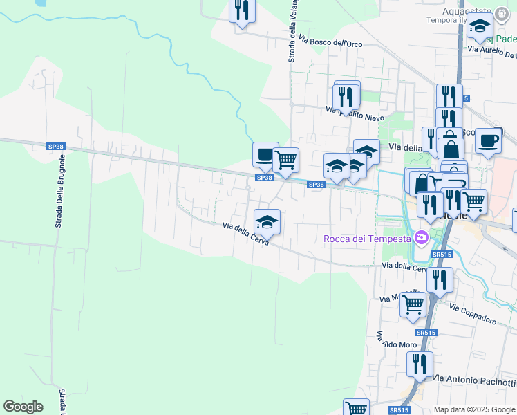 map of restaurants, bars, coffee shops, grocery stores, and more near 4 Via Jacopo Sansovino in Noale