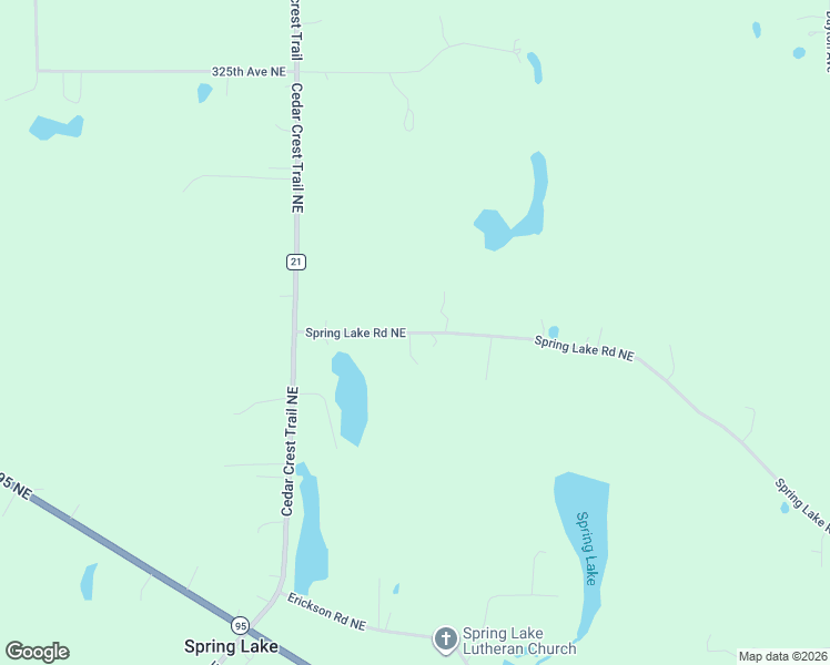 map of restaurants, bars, coffee shops, grocery stores, and more near 8545 Spring Lake Road Northeast in North Branch