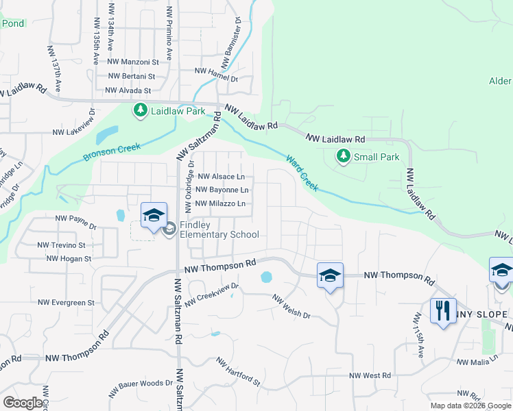 map of restaurants, bars, coffee shops, grocery stores, and more near 4394 Northwest 125th Avenue in Portland