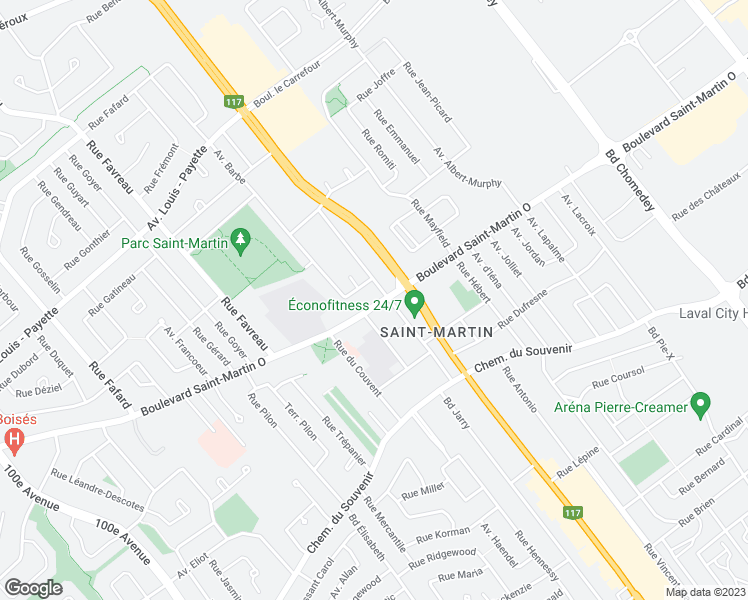 map of restaurants, bars, coffee shops, grocery stores, and more near 3945 Boulevard Saint-Martin Ouest in Laval