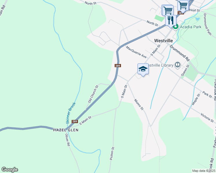 map of restaurants, bars, coffee shops, grocery stores, and more near 2307 Old Church Street in Westville