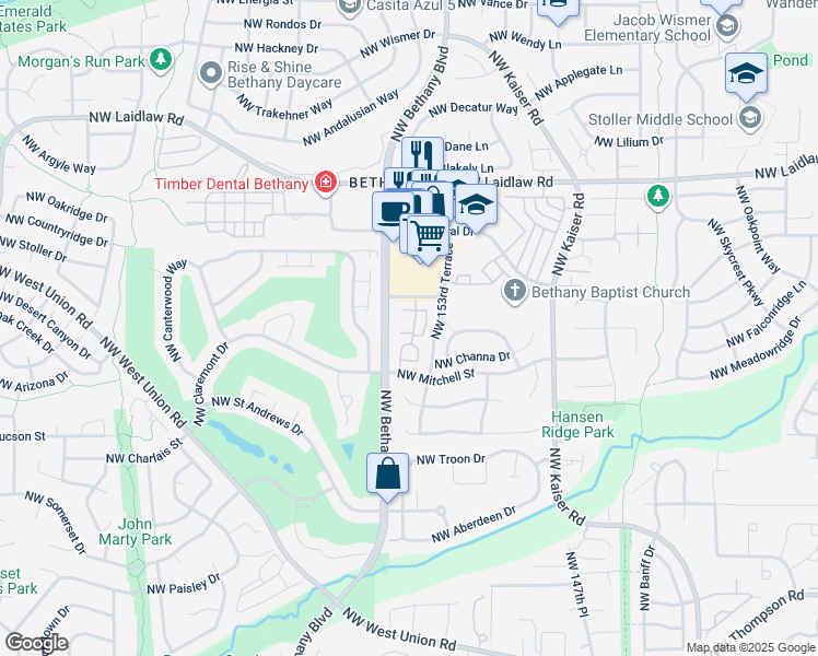 map of restaurants, bars, coffee shops, grocery stores, and more near 4383 Northwest Chanticleer Drive in Portland