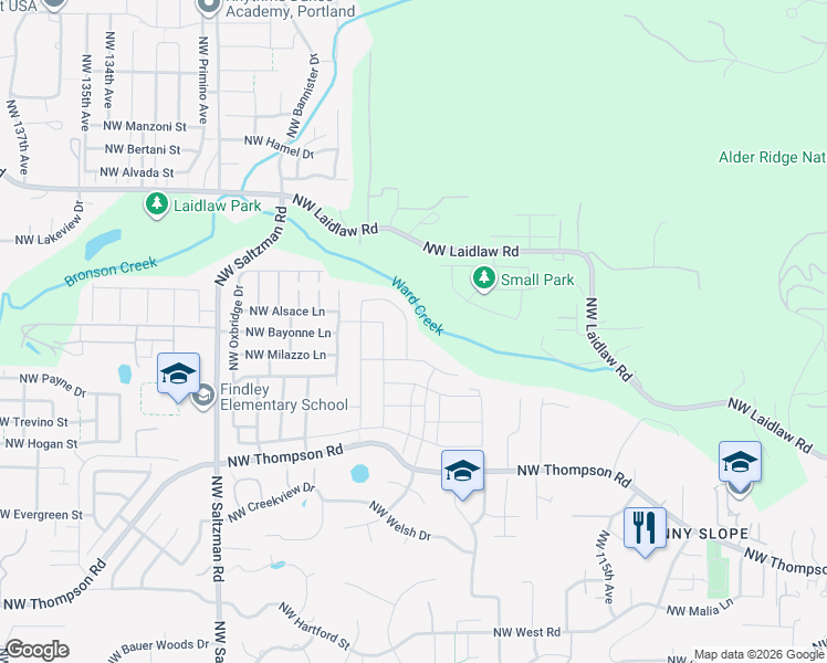 map of restaurants, bars, coffee shops, grocery stores, and more near 12319 Northwest Ashbrook Drive in Portland