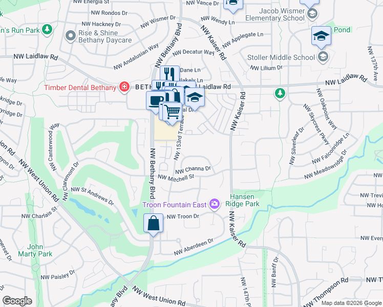 map of restaurants, bars, coffee shops, grocery stores, and more near 15157 Northwest Francesca Drive in Portland