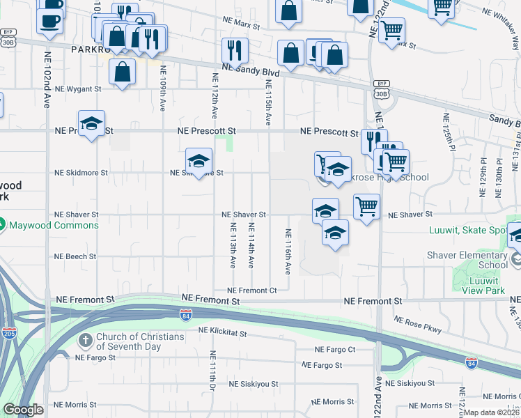 map of restaurants, bars, coffee shops, grocery stores, and more near in Portland