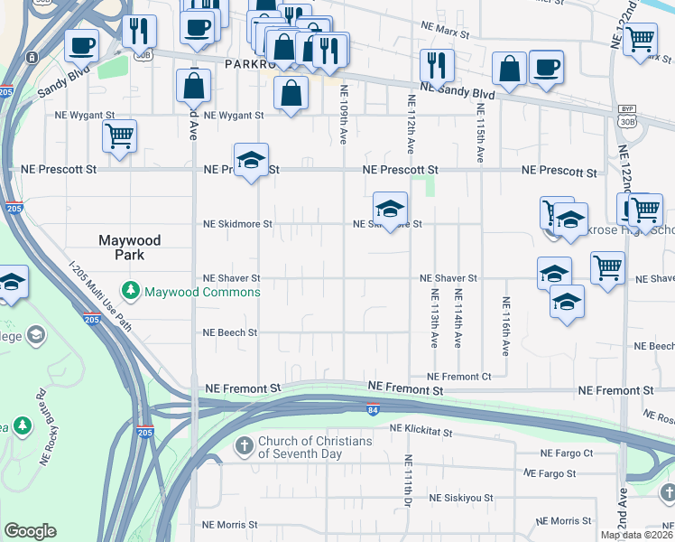 map of restaurants, bars, coffee shops, grocery stores, and more near in Portland