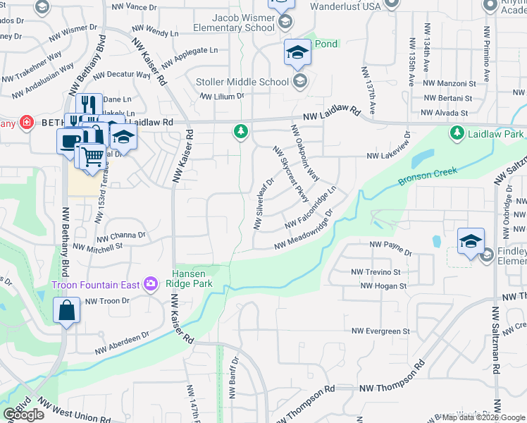 map of restaurants, bars, coffee shops, grocery stores, and more near 14361 Northwest Eagleridge Lane in Portland