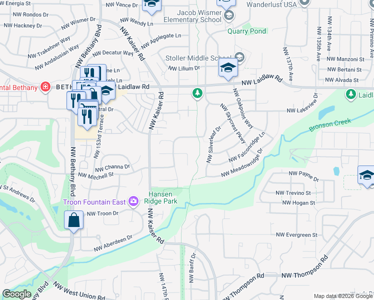 map of restaurants, bars, coffee shops, grocery stores, and more near 14617 Northwest Joseph Court in Portland