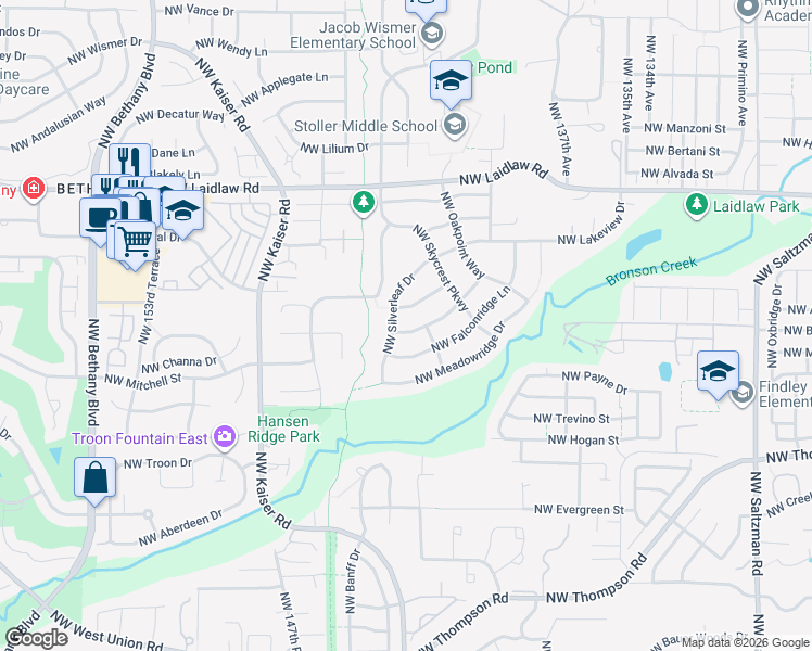 map of restaurants, bars, coffee shops, grocery stores, and more near 14361 Northwest Eagleridge Lane in Portland