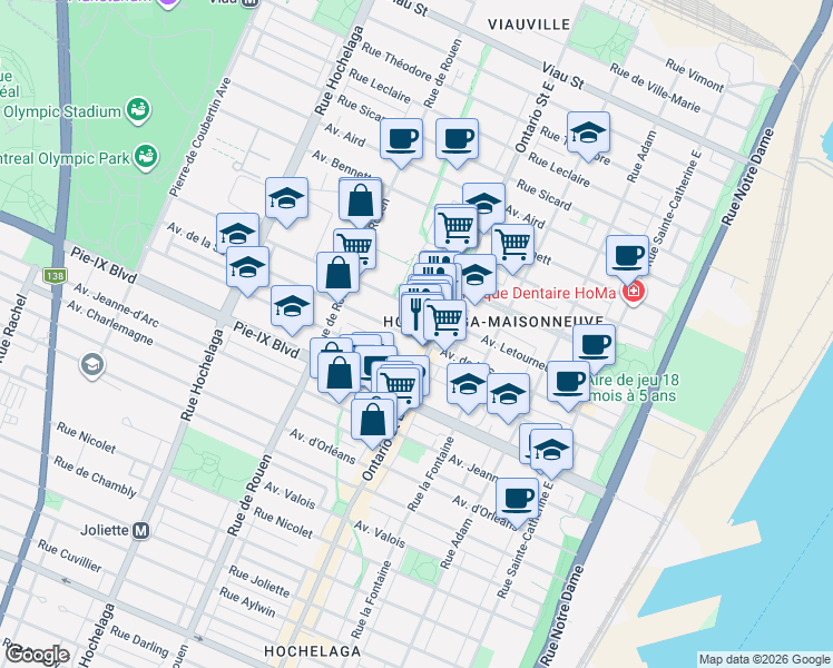 map of restaurants, bars, coffee shops, grocery stores, and more near 2025 Avenue de la Salle in Montréal
