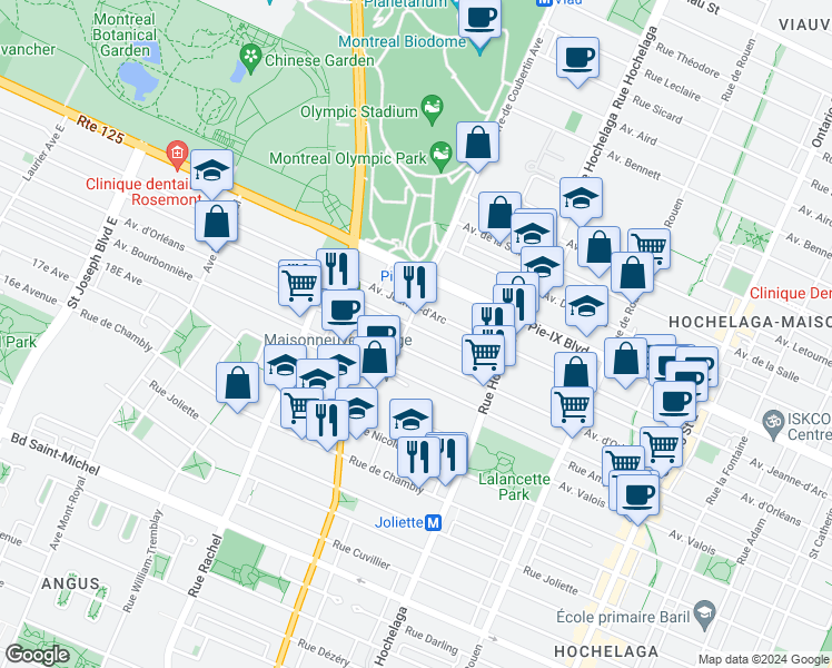 map of restaurants, bars, coffee shops, grocery stores, and more near 2684 Avenue Charlemagne in Montréal