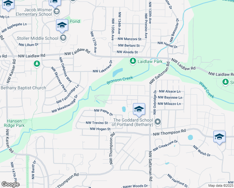 map of restaurants, bars, coffee shops, grocery stores, and more near 4519 Northwest 134th Avenue in Portland