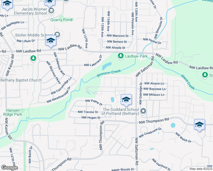 map of restaurants, bars, coffee shops, grocery stores, and more near 4519 Northwest 134th Avenue in Portland