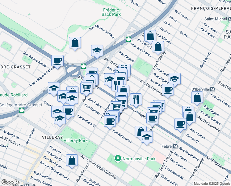 map of restaurants, bars, coffee shops, grocery stores, and more near in Montréal