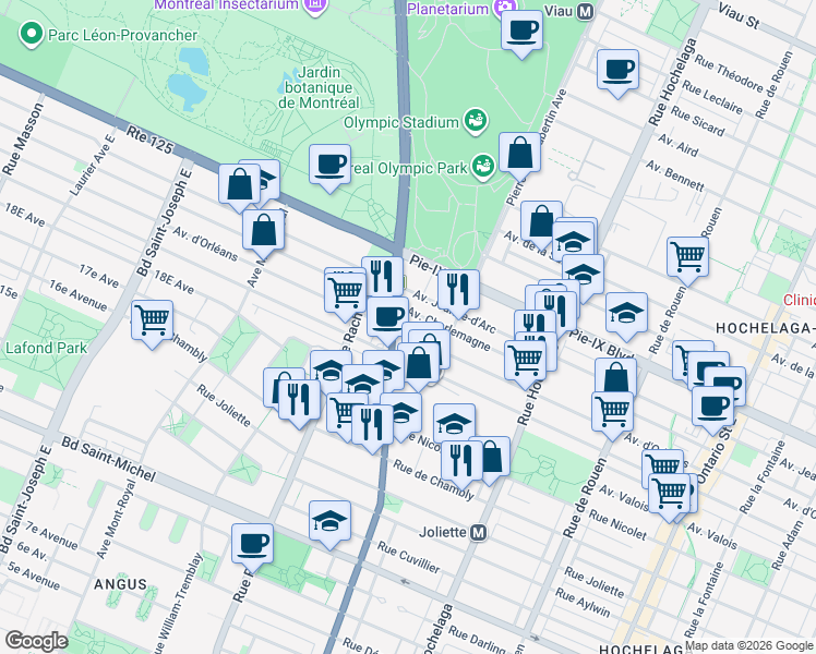 map of restaurants, bars, coffee shops, grocery stores, and more near 3950 Rue Sherbrooke Est in Montréal
