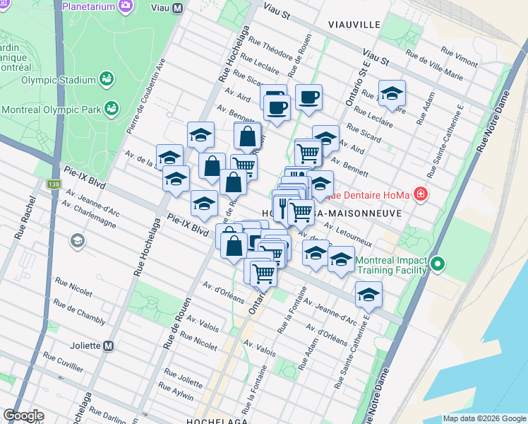 map of restaurants, bars, coffee shops, grocery stores, and more near 2089 Avenue de la Salle in Montréal