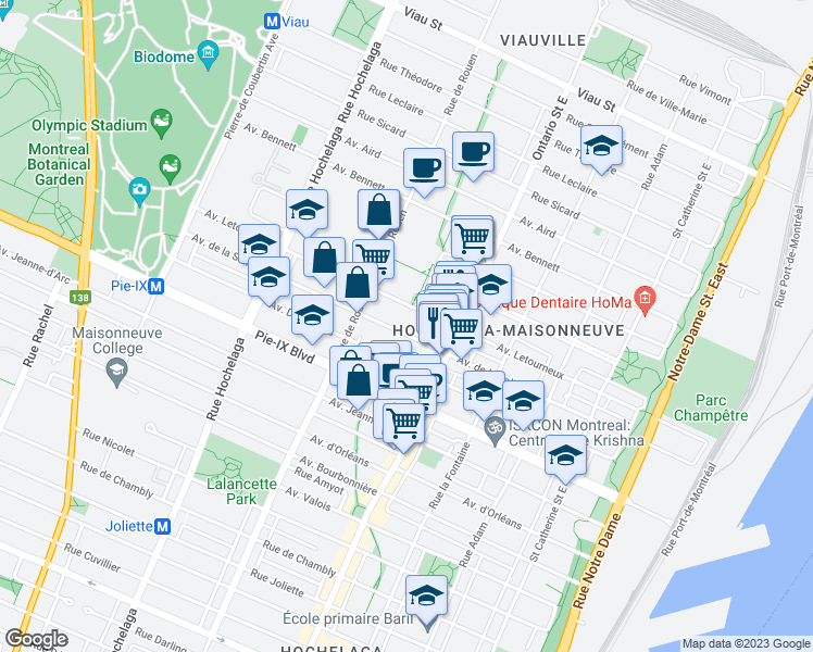 map of restaurants, bars, coffee shops, grocery stores, and more near 2089 Avenue de la Salle in Montréal