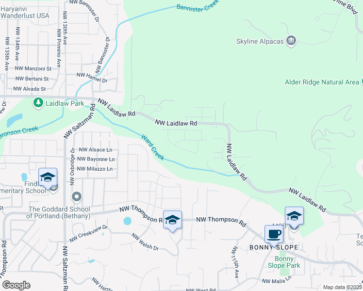 map of restaurants, bars, coffee shops, grocery stores, and more near 11974 Northwest Sadie Street in Portland