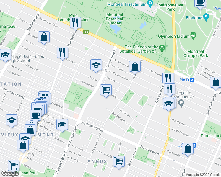 map of restaurants, bars, coffee shops, grocery stores, and more near 4658 Rue Henri-Deslongchamps in Montréal