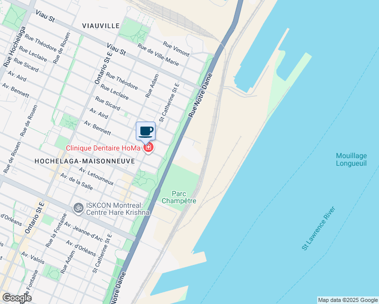 map of restaurants, bars, coffee shops, grocery stores, and more near in Montreal