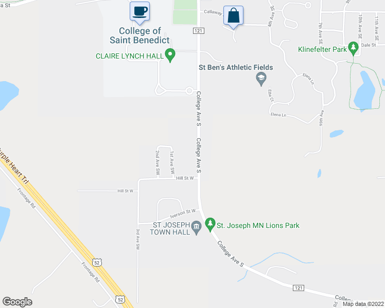 map of restaurants, bars, coffee shops, grocery stores, and more near 709 College Avenue South in Saint Joseph