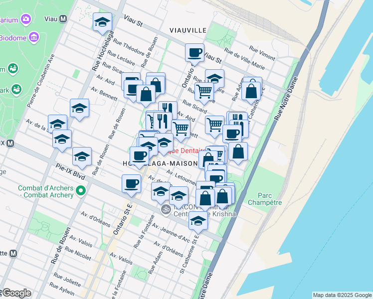 map of restaurants, bars, coffee shops, grocery stores, and more near 4448 Rue la Fontaine in Montréal