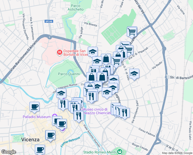 map of restaurants, bars, coffee shops, grocery stores, and more near in Santa Lucia