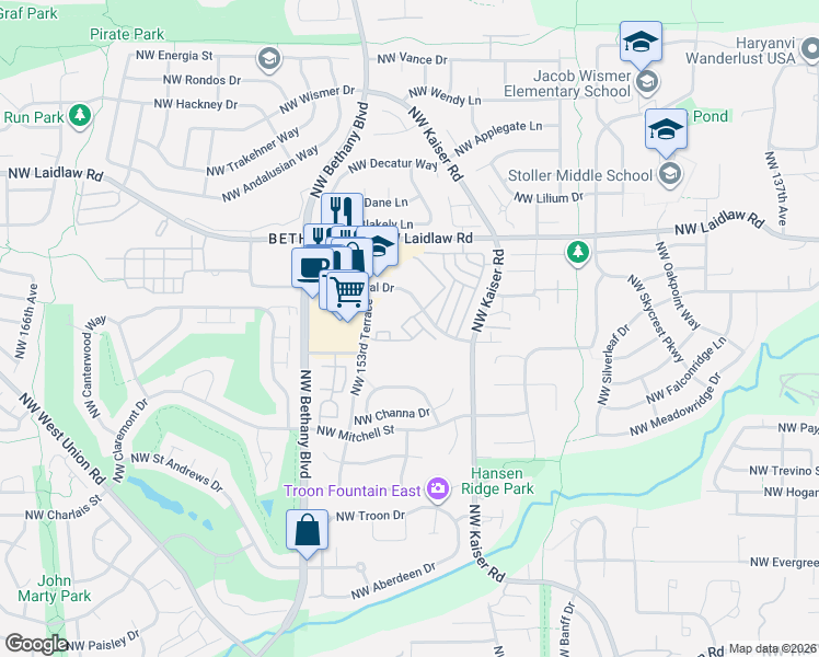map of restaurants, bars, coffee shops, grocery stores, and more near 15058 Northwest Central Drive in Portland