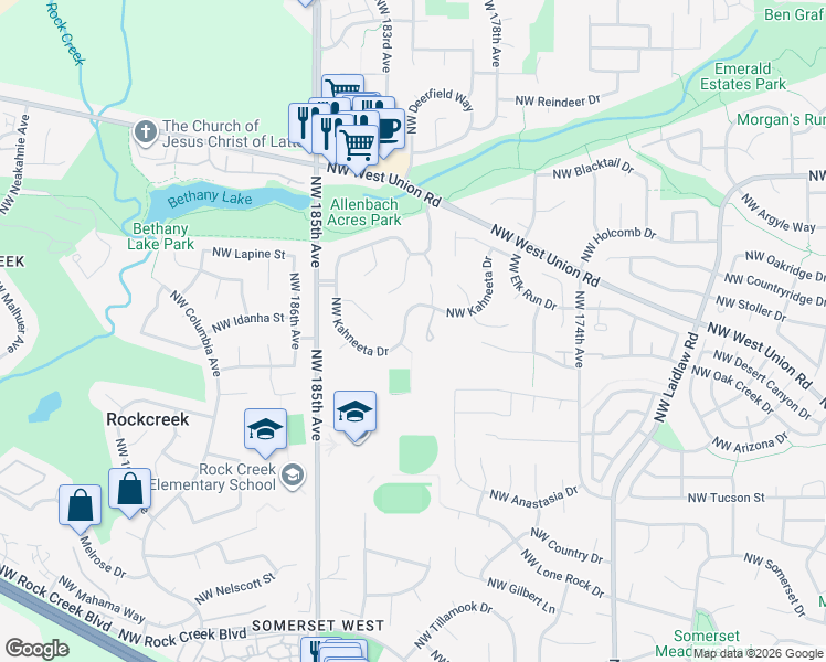 map of restaurants, bars, coffee shops, grocery stores, and more near 4635 Northwest Kahneeta Drive in Portland