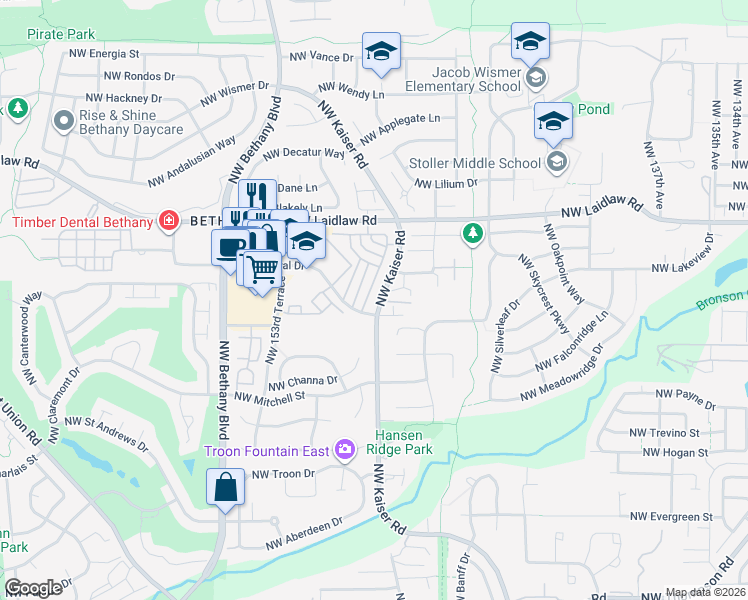map of restaurants, bars, coffee shops, grocery stores, and more near 4674 Northwest Huserik Drive in Portland