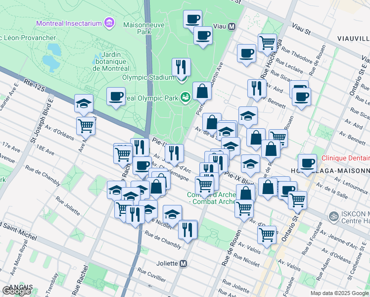 map of restaurants, bars, coffee shops, grocery stores, and more near 2693 Boulevard Pie-IX in Montréal
