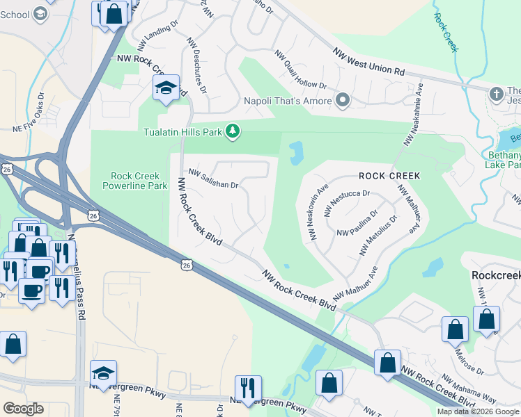 map of restaurants, bars, coffee shops, grocery stores, and more near 4715 Northwest Kiwanda Drive in Portland