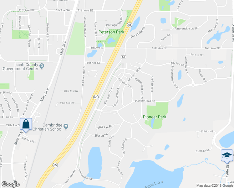 map of restaurants, bars, coffee shops, grocery stores, and more near Cleveland Way South in Cambridge