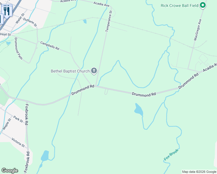 map of restaurants, bars, coffee shops, grocery stores, and more near 1418 Drummond Road in Westville