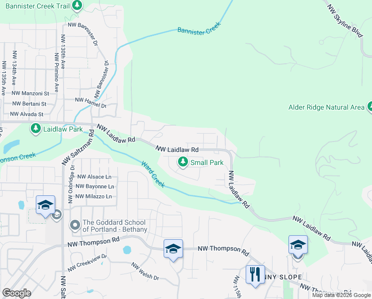 map of restaurants, bars, coffee shops, grocery stores, and more near 11974 Northwest Sadie Street in Portland