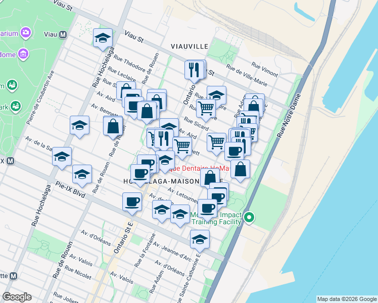 map of restaurants, bars, coffee shops, grocery stores, and more near 4523 Rue la Fontaine in Montréal