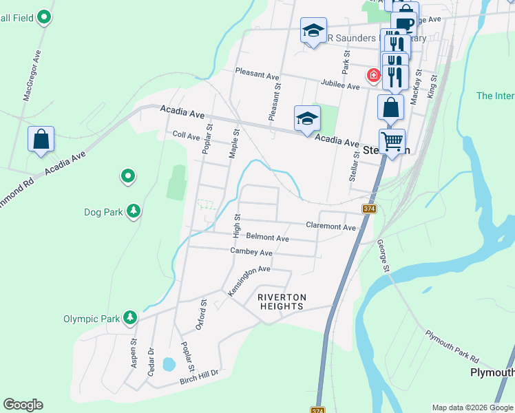 map of restaurants, bars, coffee shops, grocery stores, and more near 15 Terrace Avenue in Stellarton