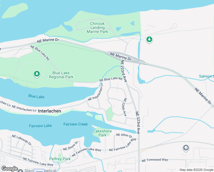 map of restaurants, bars, coffee shops, grocery stores, and more near 4141 Northeast 218th Avenue in Fairview