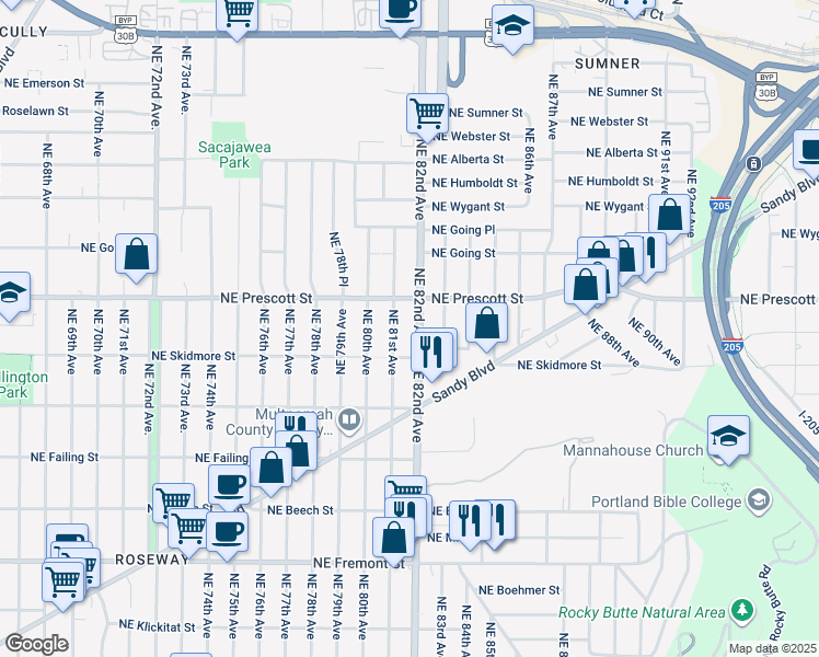 map of restaurants, bars, coffee shops, grocery stores, and more near in Portland
