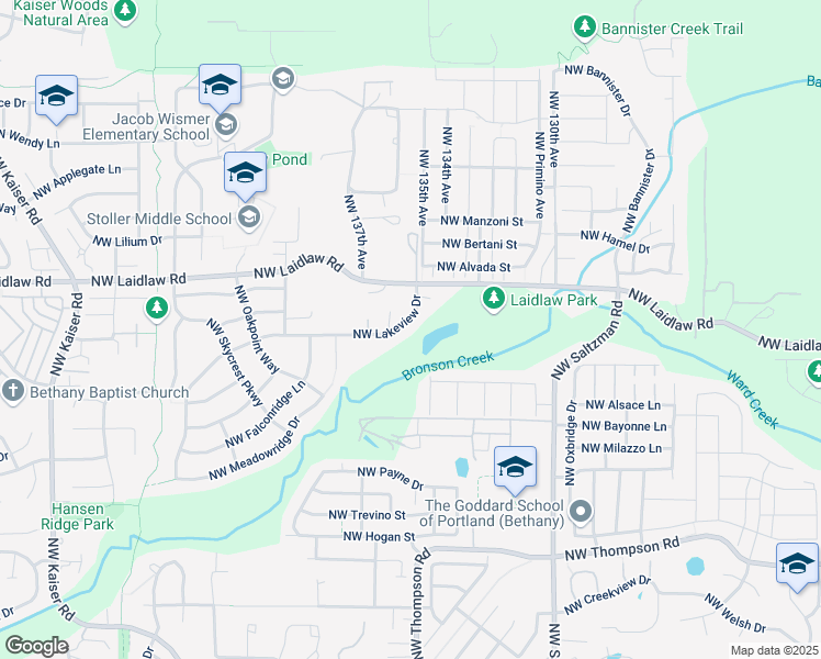 map of restaurants, bars, coffee shops, grocery stores, and more near 13520 Northwest Lakeview Drive in Portland