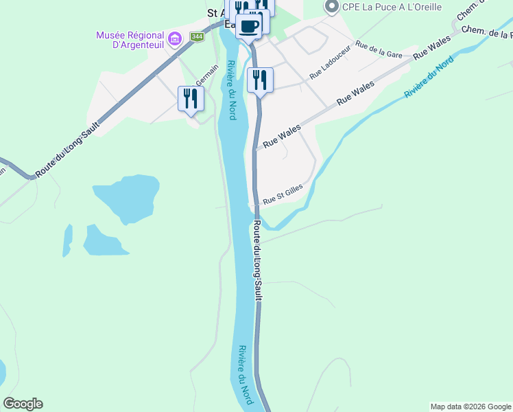 map of restaurants, bars, coffee shops, grocery stores, and more near 1 Rue Saint Gilles in Saint-André-d'Argenteuil
