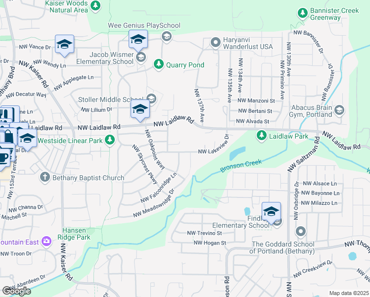 map of restaurants, bars, coffee shops, grocery stores, and more near 13835 Northwest Lakeview Drive in Portland