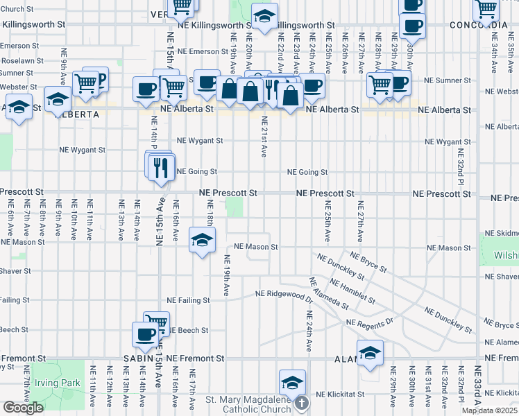 map of restaurants, bars, coffee shops, grocery stores, and more near in Portland