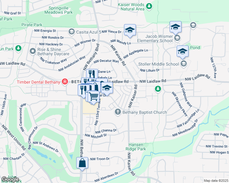 map of restaurants, bars, coffee shops, grocery stores, and more near 4884 Northwest Promenade Terrace in Portland